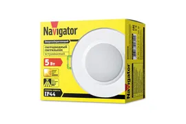 Круглый встраиваемый (LED) светильник даунлайт 83х58 Navigator NDL-P1-5W-830-WH-LED 5Вт 3000К IP44 (94820) Белый